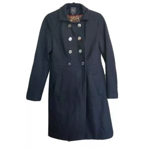 Express Black Wool Blend Lined Peacoat
